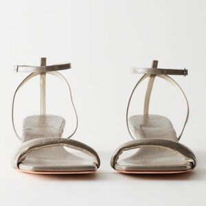 Tibi Silver Ankle Strap Sandals